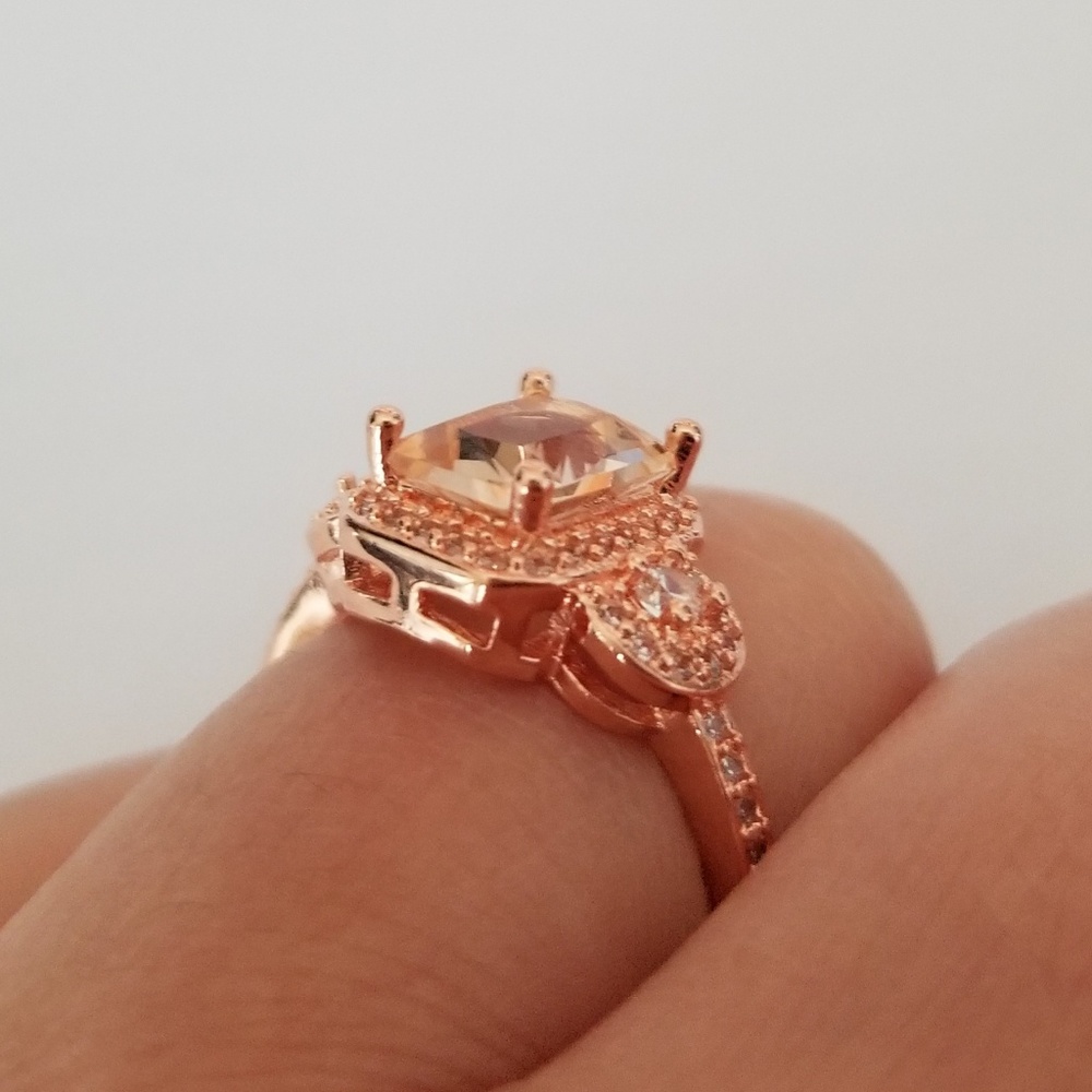 *only size 8!*Emerald Cut Simulated Morganite Ring - Picture 7 of 7
